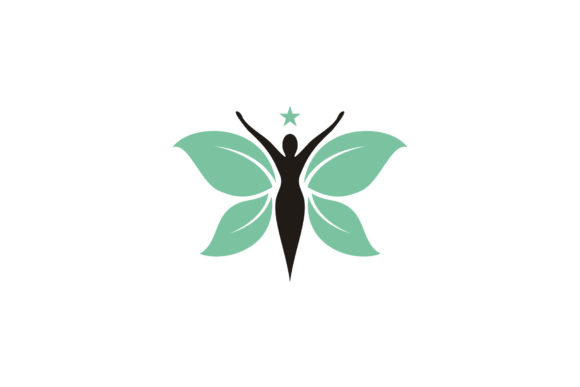 Butterfly Woman Wings Healthy Life Logo