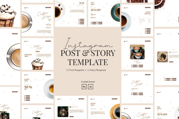 Coffee Shop Instagram Post and Story Template