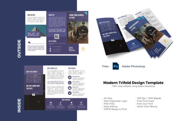 Minimalist Trifold Brochure Template for Modern Business Presentations