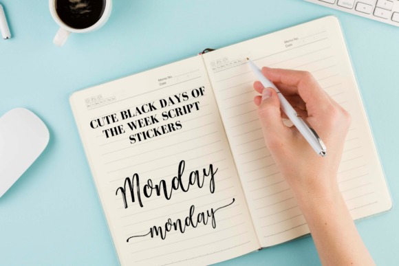 Redefining Professional Branding with Cute Black Days of the Week Scripts and ♥ BRUSH BLACK FONT