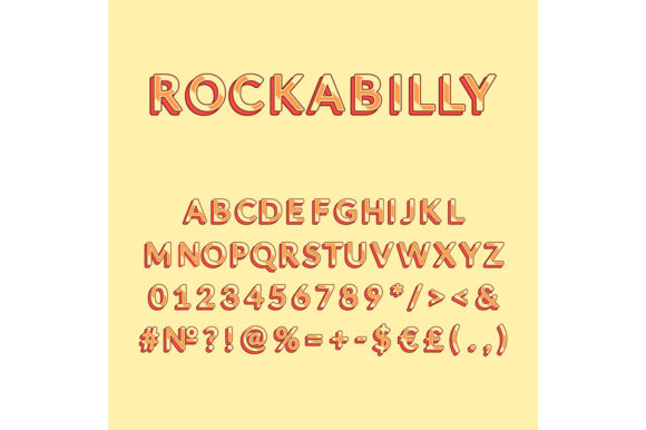 Rockabilly Vintage 3d Vector Alphabet